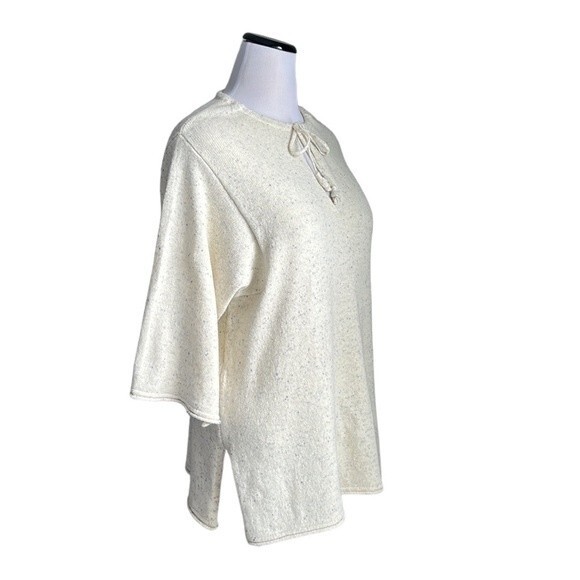 J. Jill Pure Jill Tie Neck 3/4 Sleeve Sweater Cotton/Wool Blend Size L - Picture 4 of 10